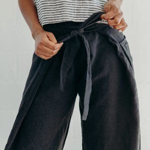 TigerOwl One Size Fits All Wrap Magic Pants - Black Linen - NWT